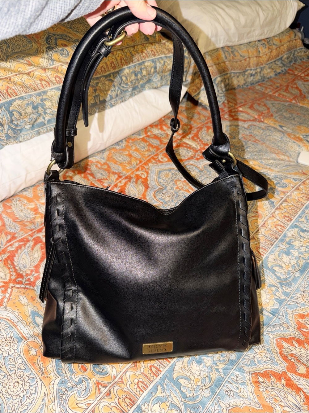 Black Faux Leather Large Shoulder Bag by Frye & Co NWOT
